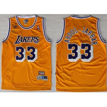 Los Angeles Lakers #33 Kareem Abdul-Jabbar Yellow Swingman Throwback Jersey