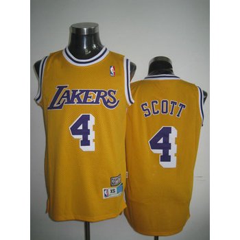 Los Angeles Lakers #4 Byron Scott Yellow Swingman Throwback Jersey