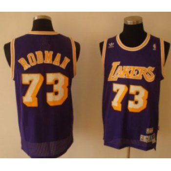 Los Angeles Lakers #73 Dennis Rodman Purple Swingman Throwback Jersey