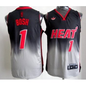 Miami Heat #1 Chris Bosh Black/Gray Fadeaway Fashion Jersey