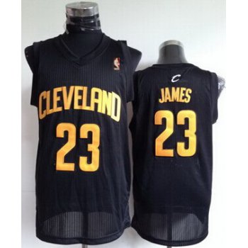 Cleveland Cavaliers #23 LeBron James Black With Gold Swingman Jersey