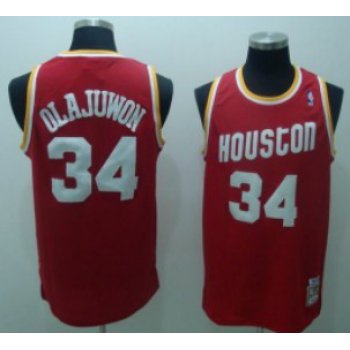 Houston Rockets #34 Hakeem Olajuwon Red Swingman Throwback Jersey