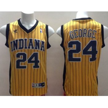 Indiana Pacers #24 Paul George Yellow With Pinstripe Swingman Throwback Jersey