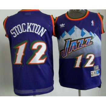 Utah Jazz #12 John Stockton Mountain Purple Swingman Throwback Jersey