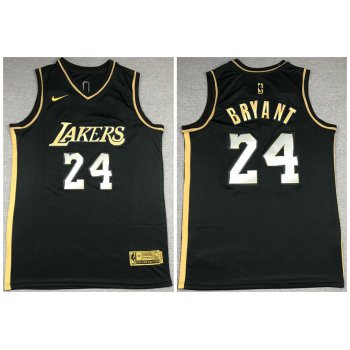 Men's Los Angeles Lakers #24 Kobe Bryant NEW 2020 Black Golden Edition Nike Swingman Jersey