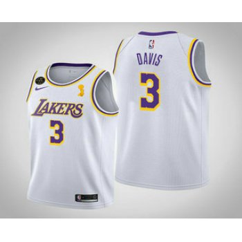Men's Los Angeles Lakers #3 Anthony Davis 2020 NBA Finals Champions Association White Jersey