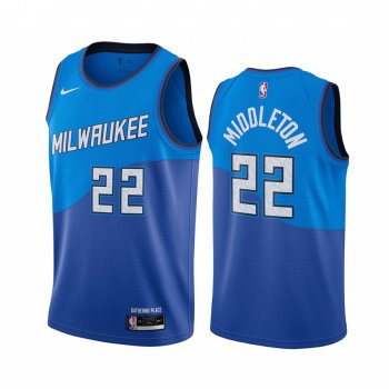 Nike Bucks #22 Khris Middleton Blue NBA Swingman 2020-21 City Edition Jersey