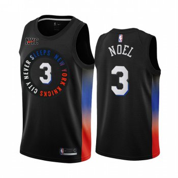 Nike Knicks #3 Nerlens Noel Black NBA Swingman 2020-21 City Edition Jersey