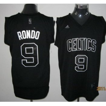 Boston Celtics #9 Rajon Rondo Black With Black Jersey