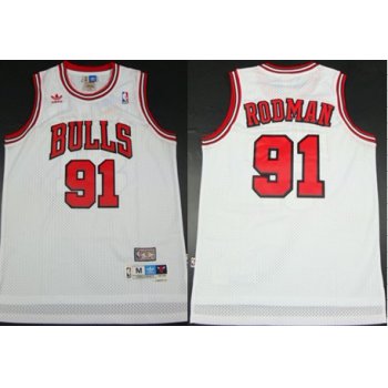 Chicago Bulls #91 Dennis Rodman White Swingman Throwback Jersey