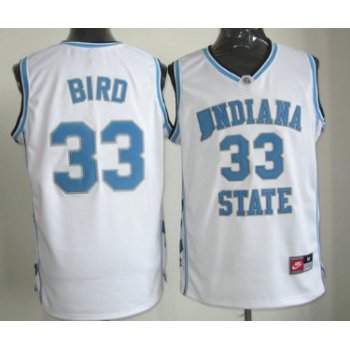 Indiana State Sycamores #33 Larry Bird White Authentic Jersey