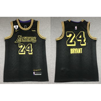 Men's Los Angeles Lakers #24 Kobe Bryant Black NEW 2021 Nike City Edition Wish and Heart Stitched Jersey