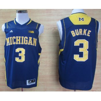 Michigan Wolverines #3 Trey Burke Navy Blue Big 10 Patch Jersey