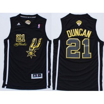 San Antonio Spurs #21 Tim Duncan Revolution 30 Swingman 2014 The Finals Black/Gold Jersey