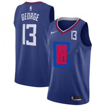 Clippers 13 Paul George Blue Nike City Edition Number Swingman Jersey