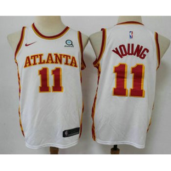 Men's Atlanta Hawks #11 Trae Young White 2020 NEW Swingman Stitched Nike NBA Jersey With The Sponsor Logo
