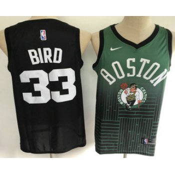 Men's Boston Celtics #33 Larry Bird Green with Black Salute Nike Swingman Stitched NBA Jersey