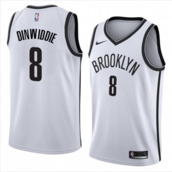 Men's Brooklyn Nets #8 Spencer Dinwiddie Swingman White Icon Edition Nike Jersey