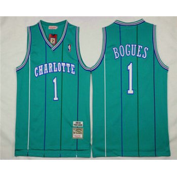 Men's Charlotte Hornets #1 Muggsy Bogues 1992-93 Blue Hardwood Classics Soul Swingman Throwback Jersey