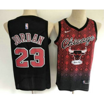 Men's Chicago Bulls #23 Michael Jordan Red with Black Salute Nike Swingman Stitched NBA Jersey