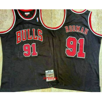 Men's Chicago Bulls #91 Dennis Rodman 1997-98 Black Hardwood Classics Soul AU Throwback Jersey