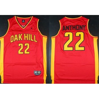 Size 5XL Oak Hill Academy #22 Carmelo Anthony Red Swingman Jersey