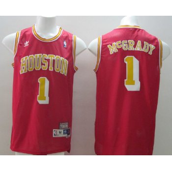 Houston Rockets #1 Tracy McGrady Red With Gold Swingman Throwback Jersey