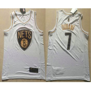 Men's Brooklyn Nets #7 Kevin Durant White Golden Nike Swingman Stitched NBA Jersey