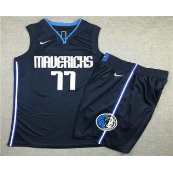 Men's Dallas Mavericks #77 Luka Doncic NEW Navy Blue 2020 NBA Swingman Stitched NBA Jersey With Shorts