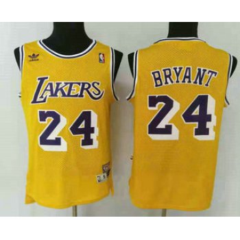 Men's Los Angeles Lakers #24 Kobe Bryant Yellow Hardwood Classics Soul Swingman Throwback Jersey