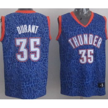 Oklahoma City Thunder #35 Kevin Durant Blue Leopard Print Fashion Jersey