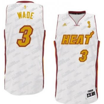 Miami Heat #3 Dwyane Wade Revolution 30 Swingman White With Gold Jersey