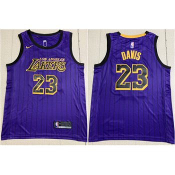 Lakers 23 Anthony Davis Purple City Edition Nike Swingman Jersey