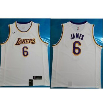 Men's Los Angeles Lakers #6 LeBron James White Nike NBA Association Edition Authentic Jersey