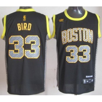 Boston Celtics #33 Larry Bird Black Electricity Fashion Jersey