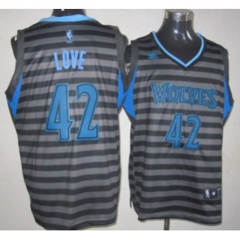Minnesota Timberwolves #42 Kevin Love Gray With Black Pinstripe Jersey