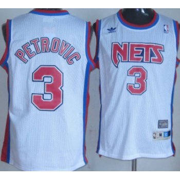 New Jersey Nets #3 Drazen Petrovic White Throwback Swingman Jersey