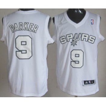 San Antonio Spurs #9 Tony Parker Revolution 30 Swingman White Big Color Jersey