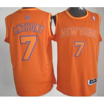 New York Knicks #7 Carmelo Anthony Revolution 30 Swingman Orange Big Color Jersey