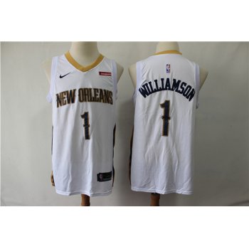 Pelicans 1 Zion Williamson White Nike Swingman Jersey