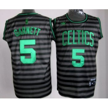 Boston Celtics #5 Kevin Garnett Gray With Black Pinstripe Jersey