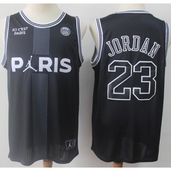 Bulls #23 Michael Jordan Black Ici C'est Paris Stitched Basketball Jersey
