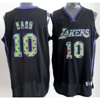 Los Angeles Lakers #10 Steve Nash Black Camo Fashion Jersey