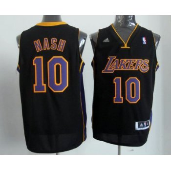 Los Angeles Lakers #10 Steve Nash Revolution 30 Swingman Black With Purple Jersey