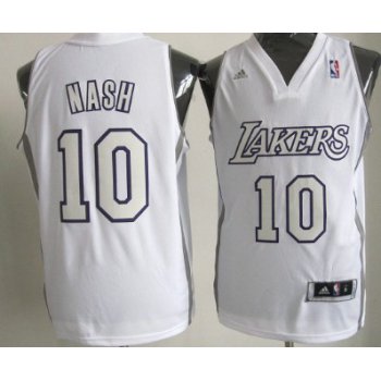 Los Angeles Lakers #10 Steve Nash Revolution 30 Swingman White Big Color Jersey