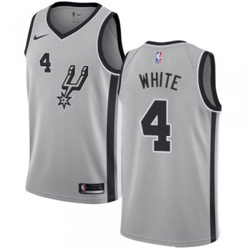 Men's Nike San Antonio Spurs #4 Derrick White Silver Basketball Swingman Statement Edition Jersey