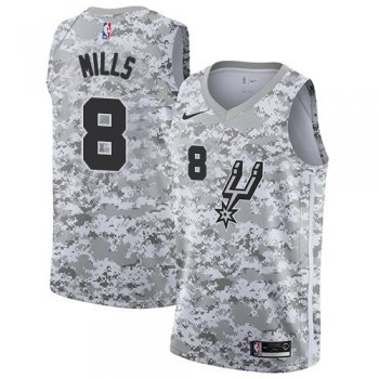 Men's Nike San Antonio Spurs #8 Patty Mills White Camo Basketball Swingman Earned Edition Jersey