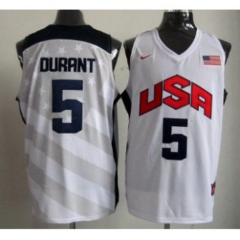 2012 Olympics Team USA #5 Kevin Durant Revolution 30 Swingman White Jersey