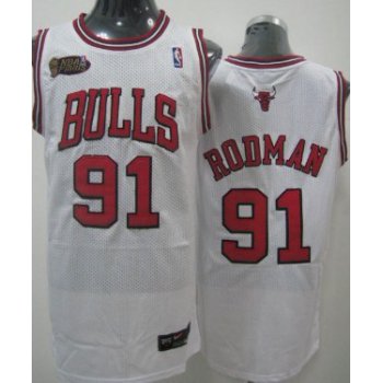 Chicago Bulls #91 Dennis Rodman White Swingman Jersey
