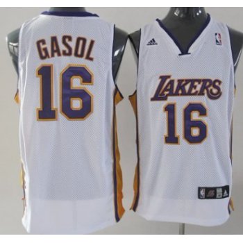 Los Angeles Lakers #16 Paul Gasol White Swingman Jersey